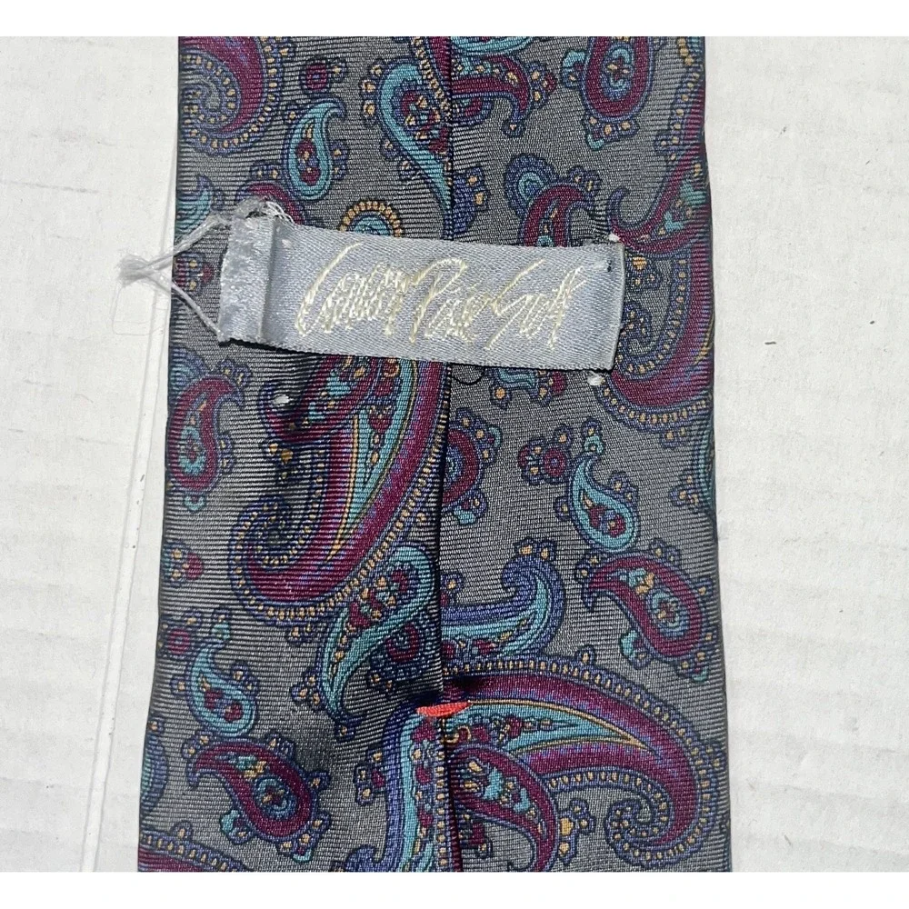 Vintage Carson Pirie‎ Scott Tie Men's OS Gray Paisley Easter Professional Office